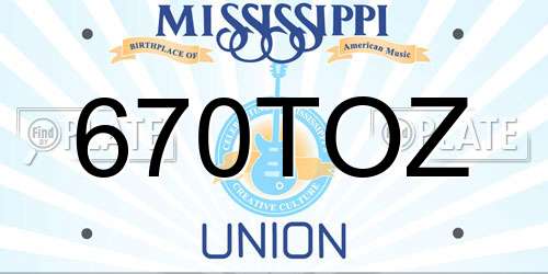 670TOZ Mississippi License Plate