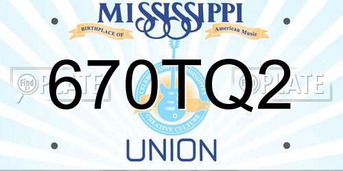 670TQ2 Mississippi License Plate