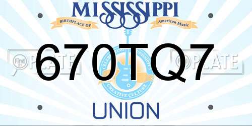 670TQ7 Mississippi License Plate