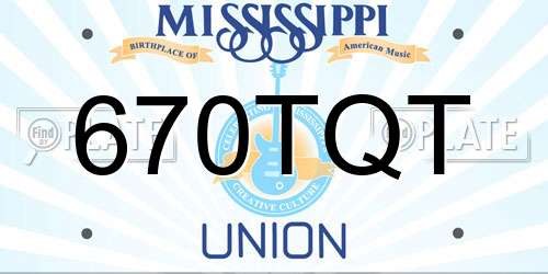 670TQT Mississippi License Plate