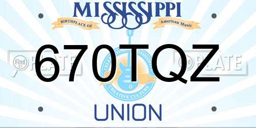 670TQZ Mississippi License Plate