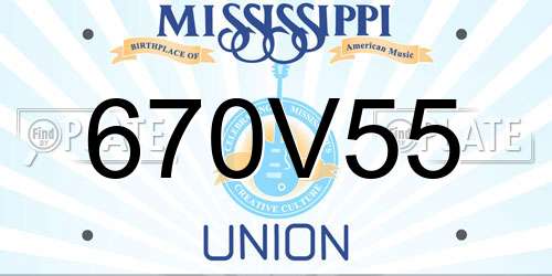 670V55 Mississippi License Plate