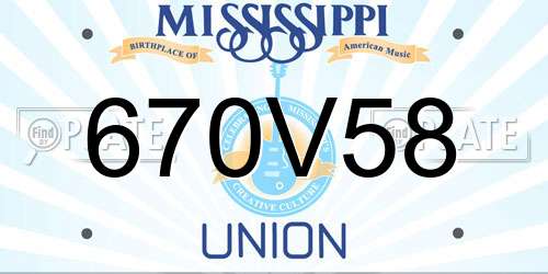 670V58 Mississippi License Plate