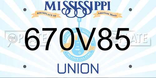 670V85 Mississippi License Plate