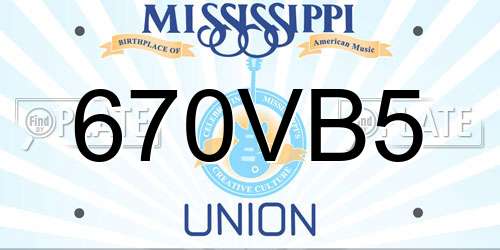 670VB5 Mississippi License Plate