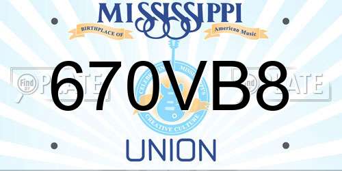 670VB8 Mississippi License Plate