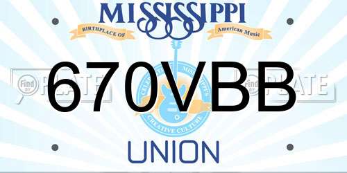 670VBB Mississippi License Plate