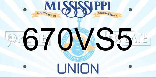 670VS5 Mississippi License Plate