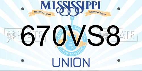 670VS8 Mississippi License Plate