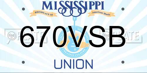 670VSB Mississippi License Plate