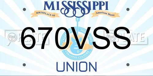 670VSS Mississippi License Plate