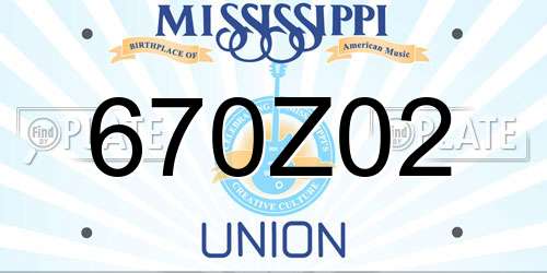 670Z02 Mississippi License Plate