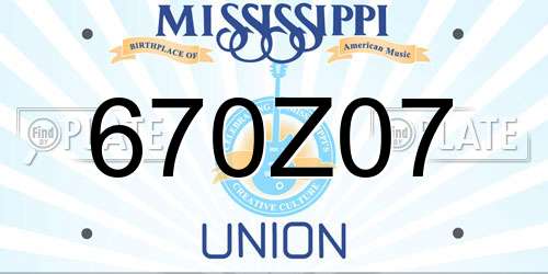 670Z07 Mississippi License Plate