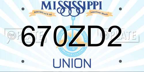 670ZD2 Mississippi License Plate