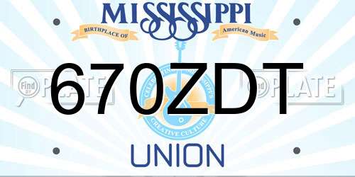 670ZDT Mississippi License Plate