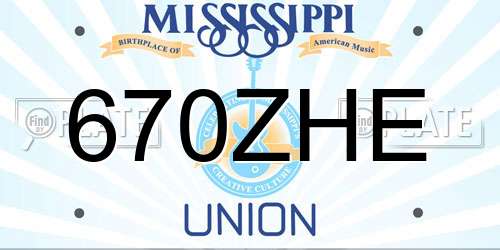 670ZHE Mississippi License Plate