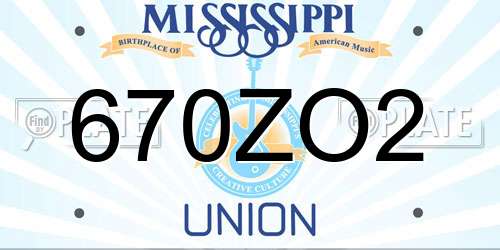 670ZO2 Mississippi License Plate