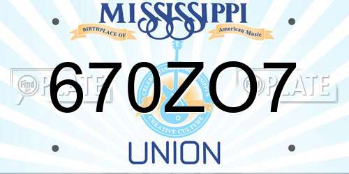 670ZO7 Mississippi License Plate