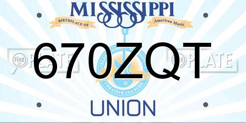 670ZQT Mississippi License Plate
