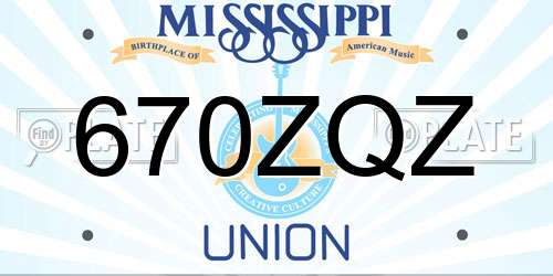 670ZQZ Mississippi License Plate