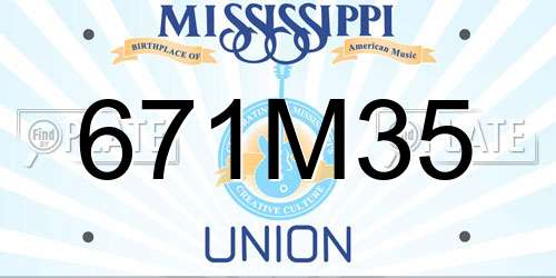 671M35 Mississippi License Plate