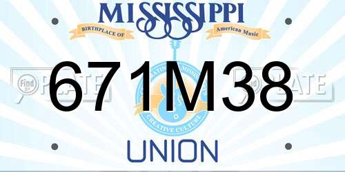 671M38 Mississippi License Plate