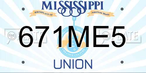671ME5 Mississippi License Plate