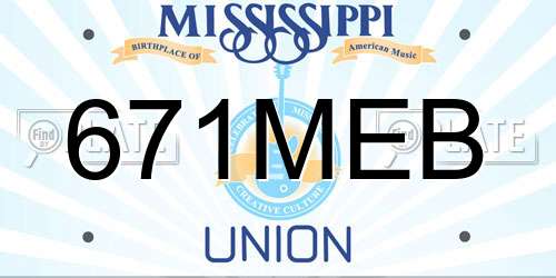671MEB Mississippi License Plate