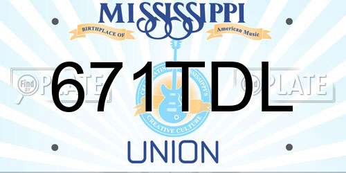 671TDL Mississippi License Plate