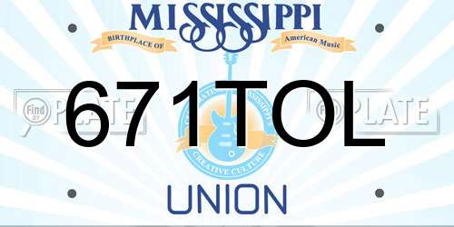 671TOL Mississippi License Plate