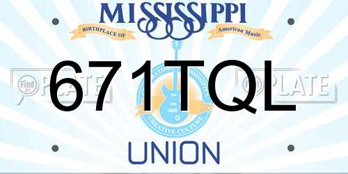 671TQL Mississippi License Plate