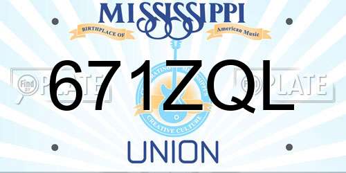 671ZQL Mississippi License Plate