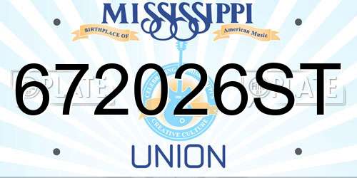 672026ST Mississippi License Plate