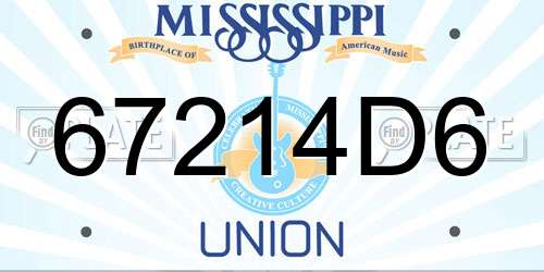 67214D6 Mississippi License Plate