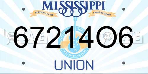 67214O6 Mississippi License Plate
