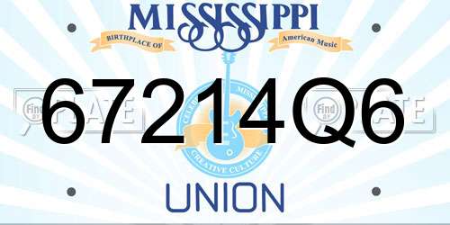67214Q6 Mississippi License Plate