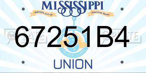 67251B4 Mississippi License Plate