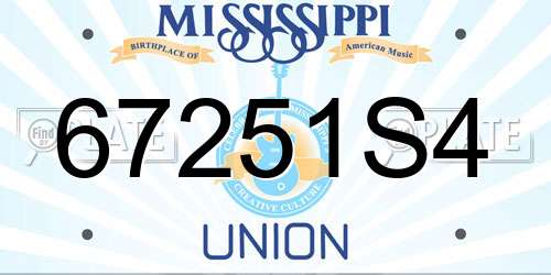 67251S4 Mississippi License Plate