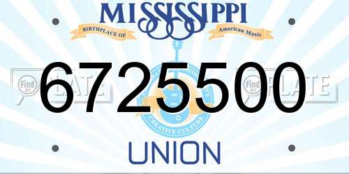 6725500 Mississippi License Plate