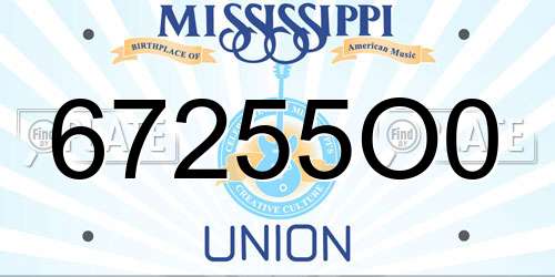 67255O0 Mississippi License Plate