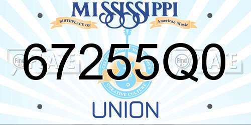 67255Q0 Mississippi License Plate
