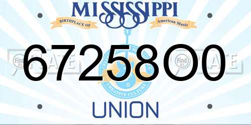 67258O0 Mississippi License Plate