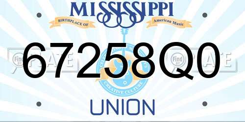 67258Q0 Mississippi License Plate
