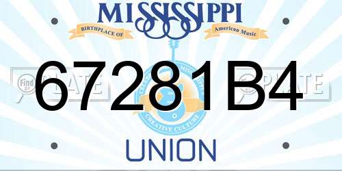 67281B4 Mississippi License Plate