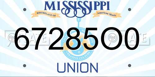 67285O0 Mississippi License Plate
