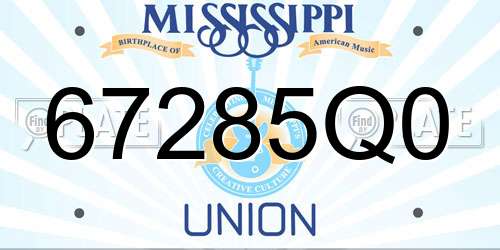 67285Q0 Mississippi License Plate