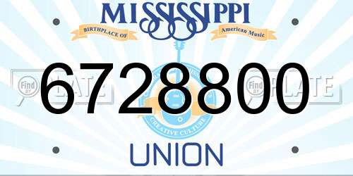 6728800 Mississippi License Plate