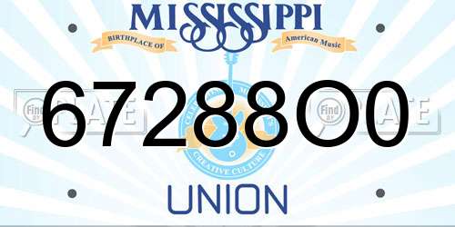67288O0 Mississippi License Plate