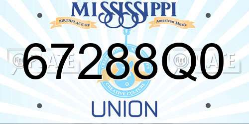67288Q0 Mississippi License Plate