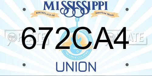 672CA4 Mississippi License Plate